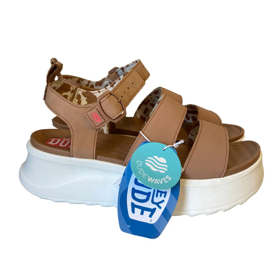 Sandals Heels Platform By Hey Dude In Tan, Size:10