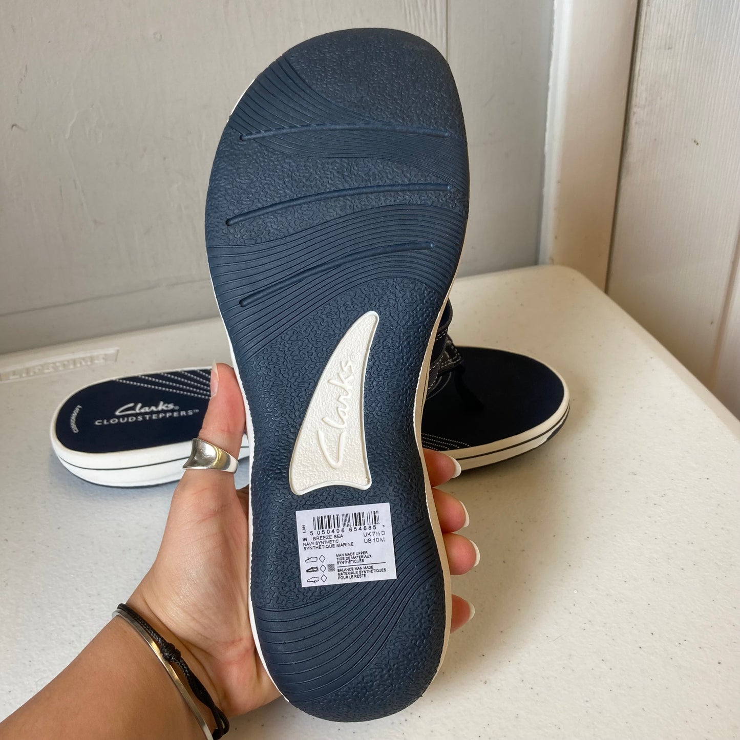 Sandals Flip Flops By Clarks In Navy, Size:10
