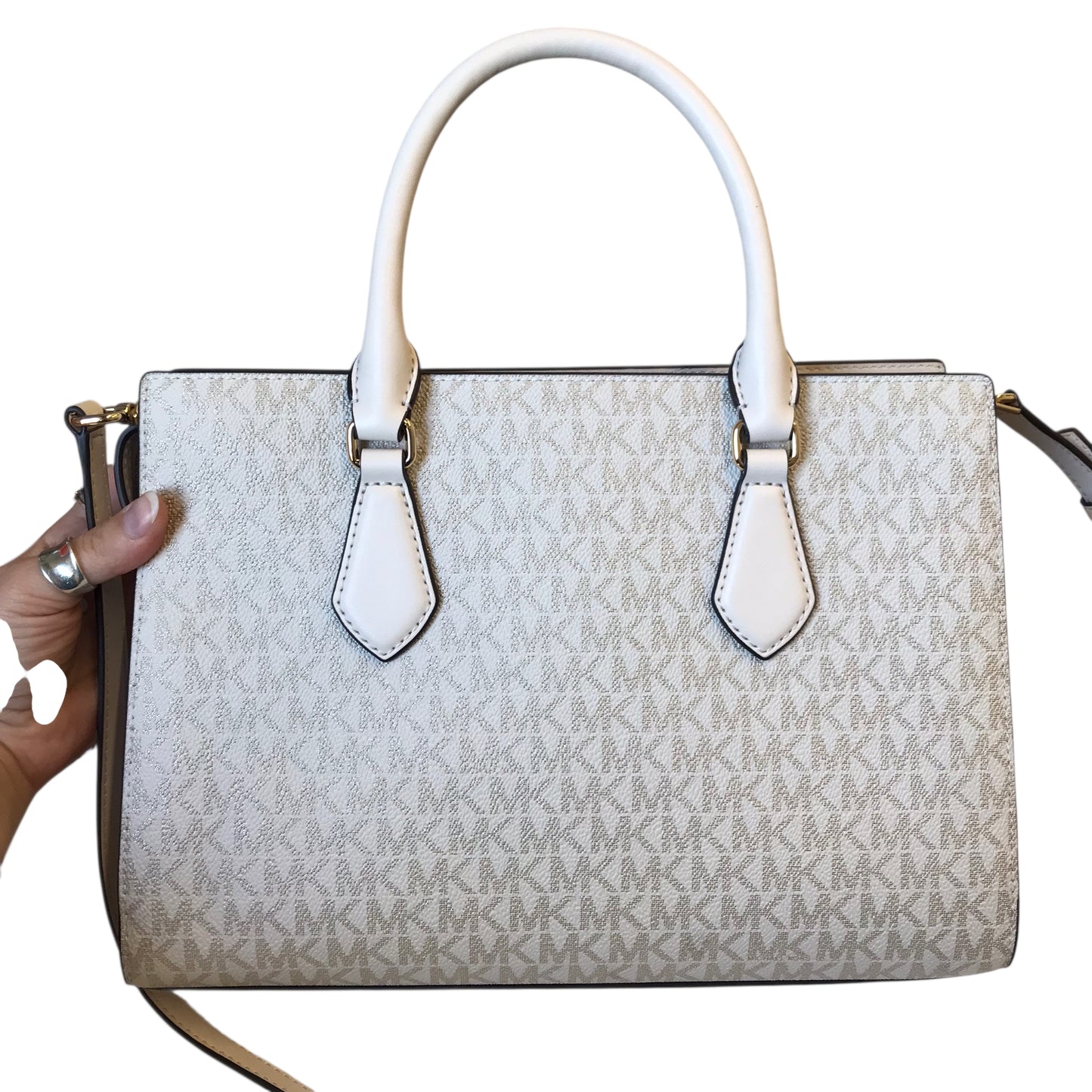 Handbag By Michael By Michael Kors In Tan & White, Size:Medium