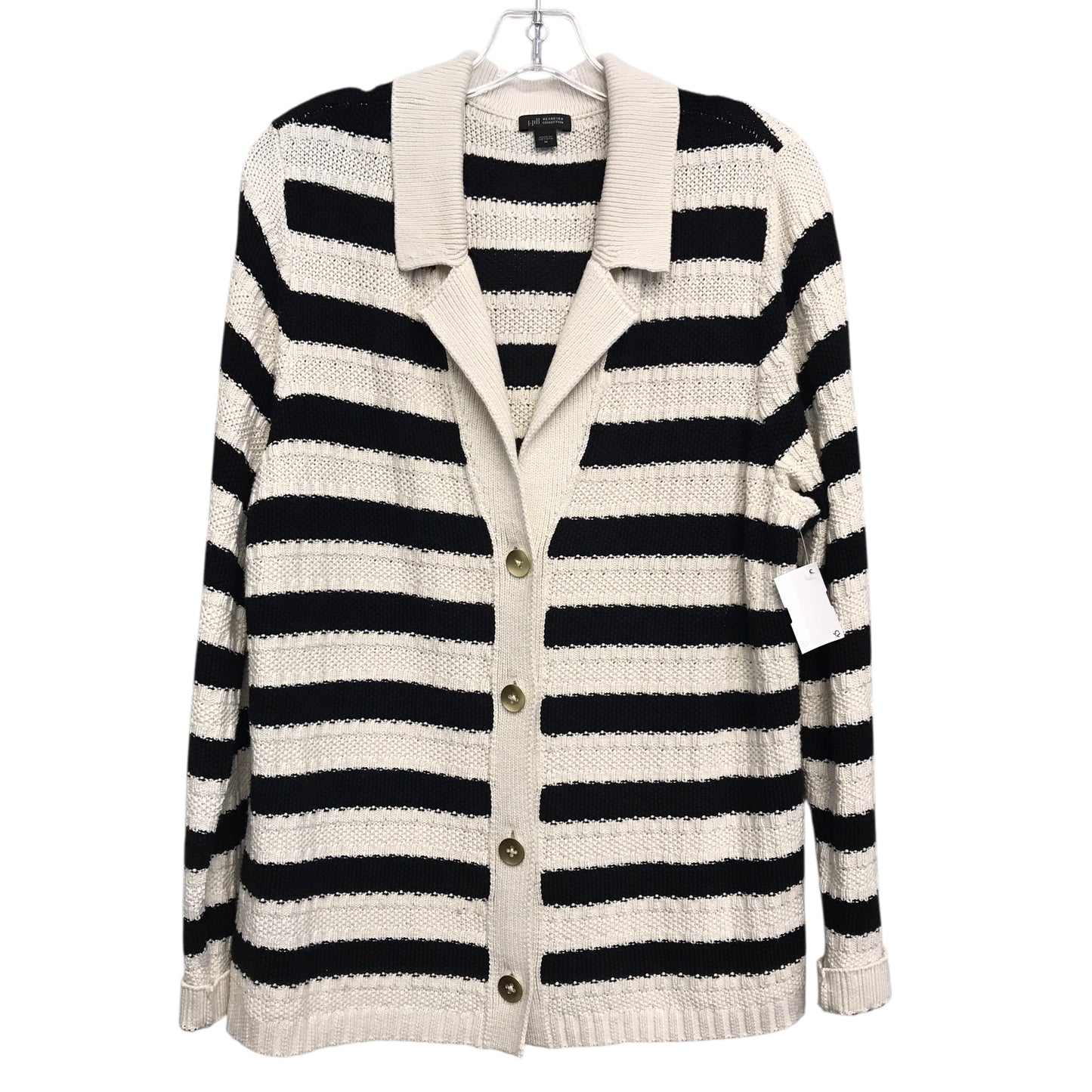 Sweater Cardigan By J. Jill In Striped Pattern, Size:M