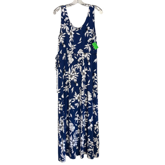 Dress Casual Maxi By Nicole Miller In Blue & White, Size:L