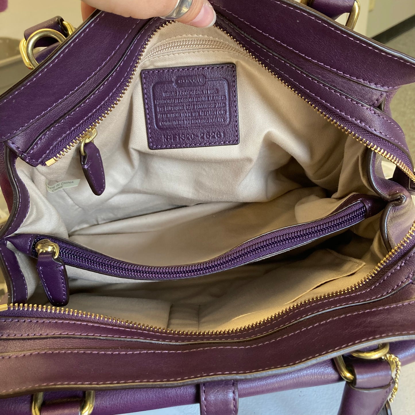 Handbag Designer By Coach In Purple, Size:Large