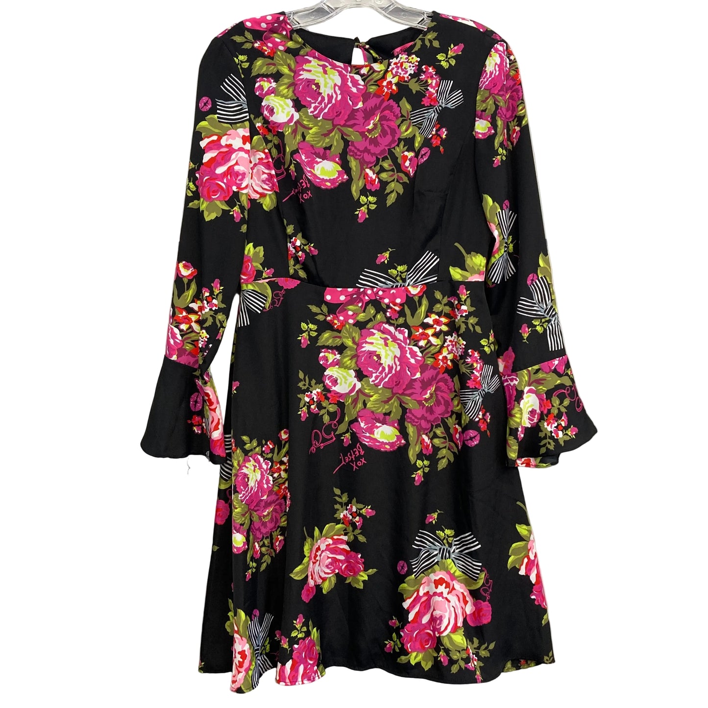 Dress Party Midi By Betsey Johnson In Black & Pink, Size:Xs