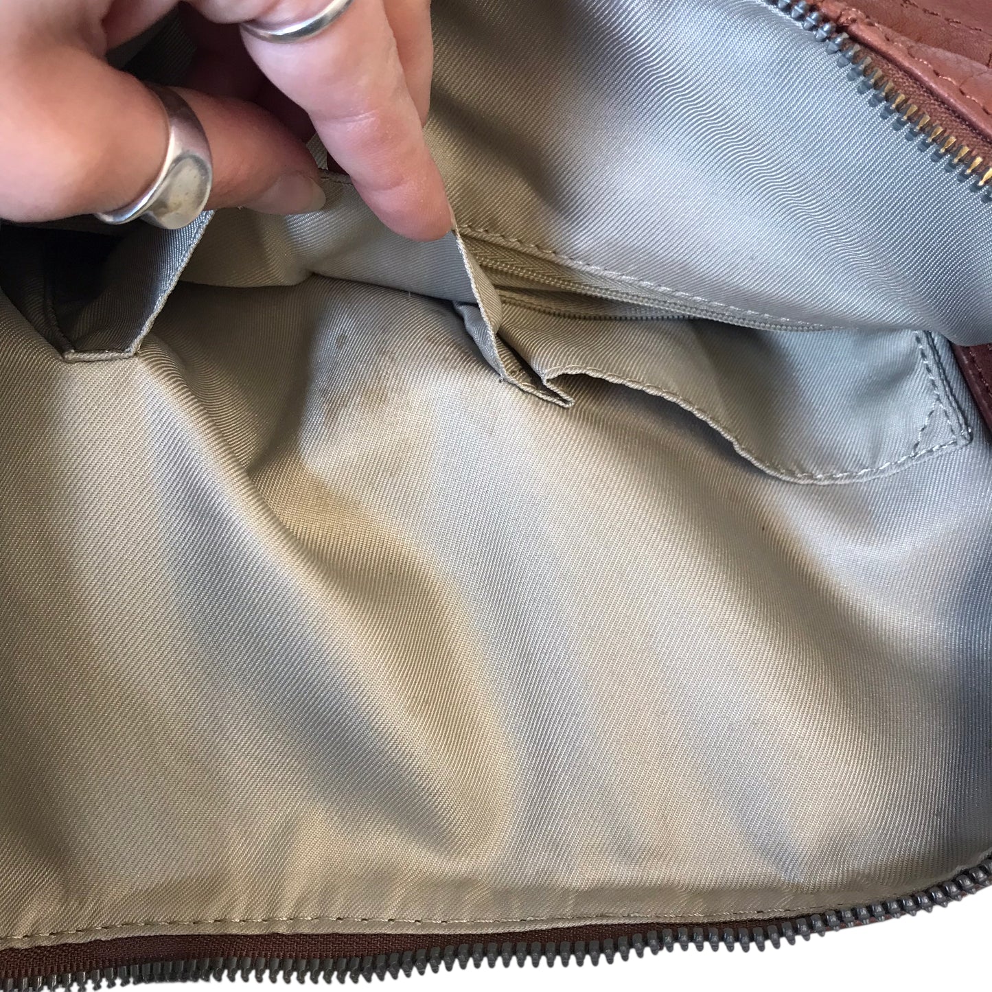 Handbag Leather By American Leather In Brown, Size:Large