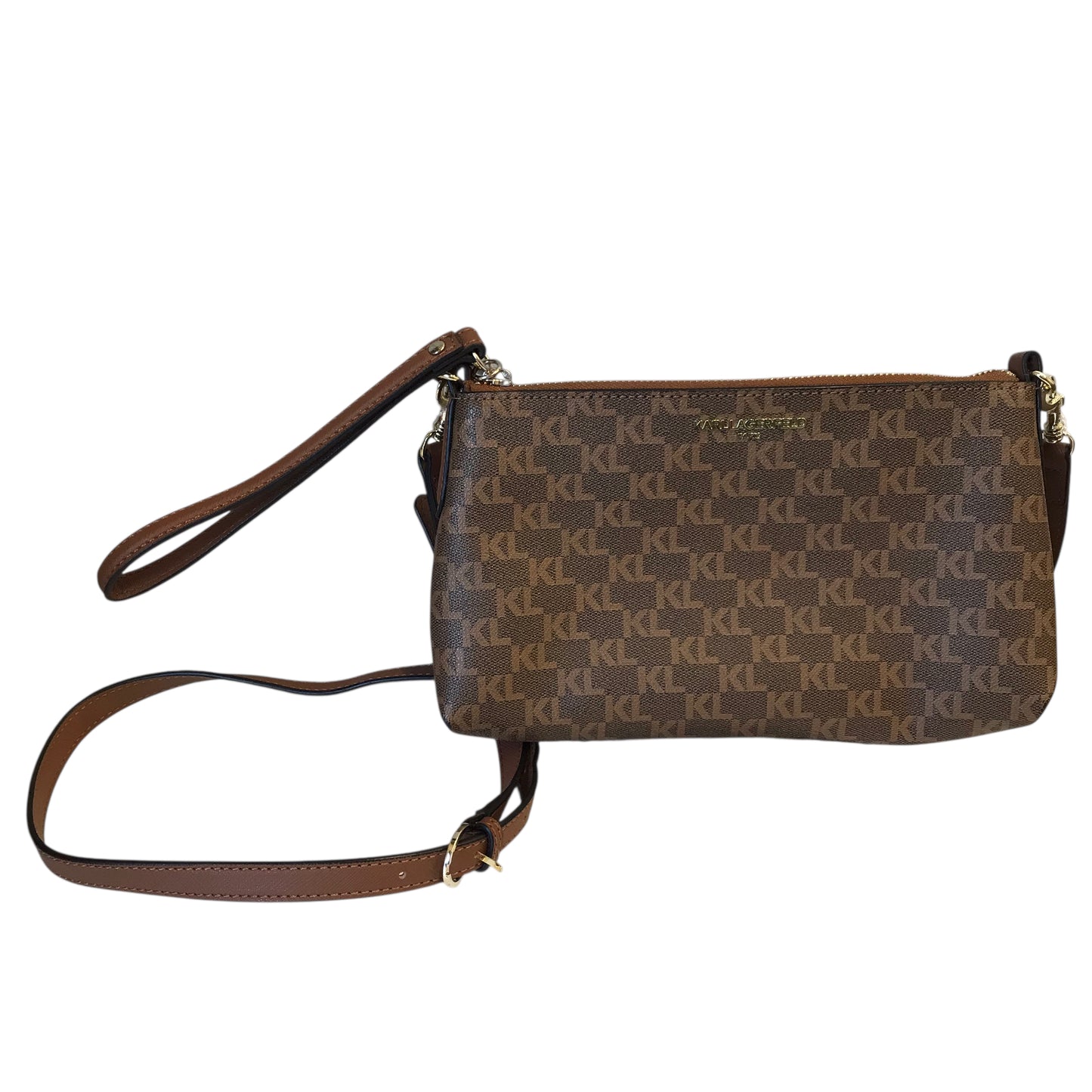 Crossbody Designer By Karl Lagerfeld In Brown, Size:Small