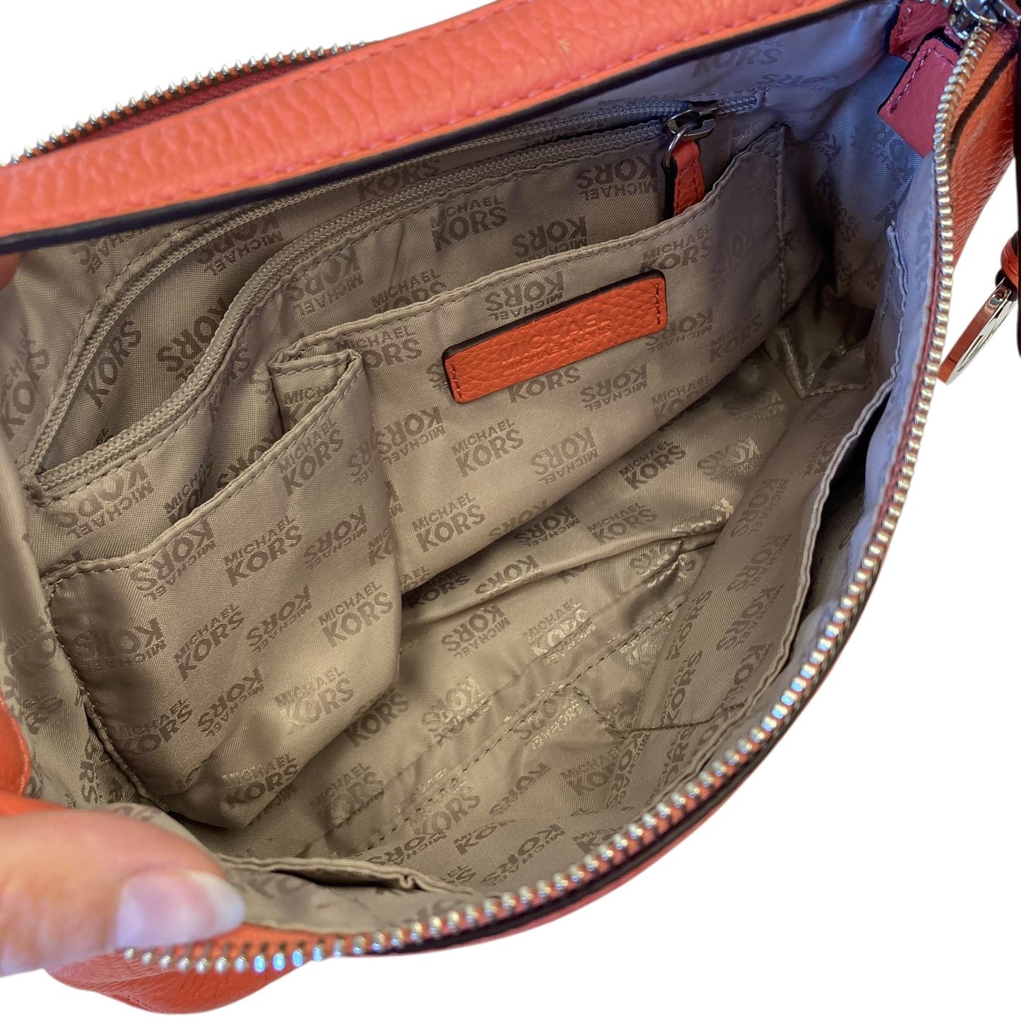 Handbag Designer By Michael Kors In Orange, Size:Medium