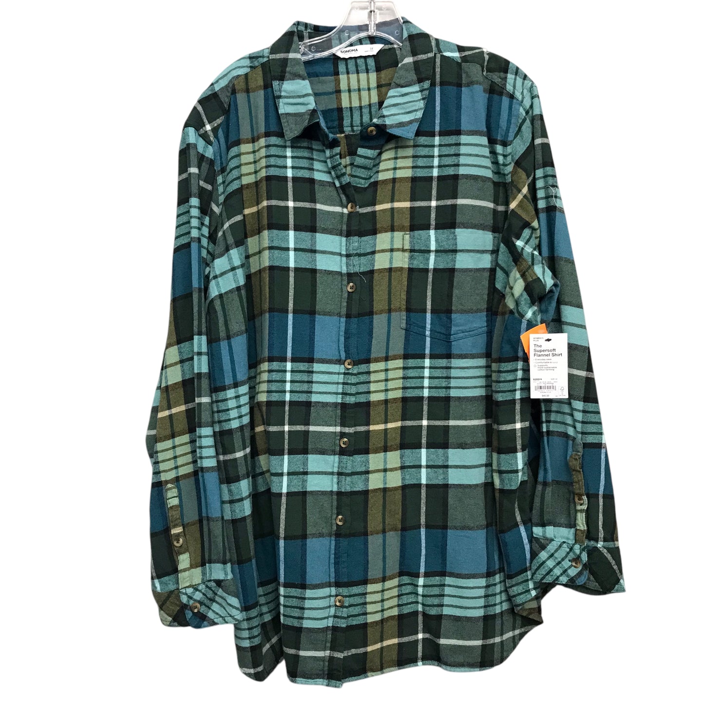 Top Ls By Sonoma In Plaid Pattern, Size:3X