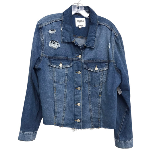 Jacket Denim By Kensie In Blue Denim, Size:Xl