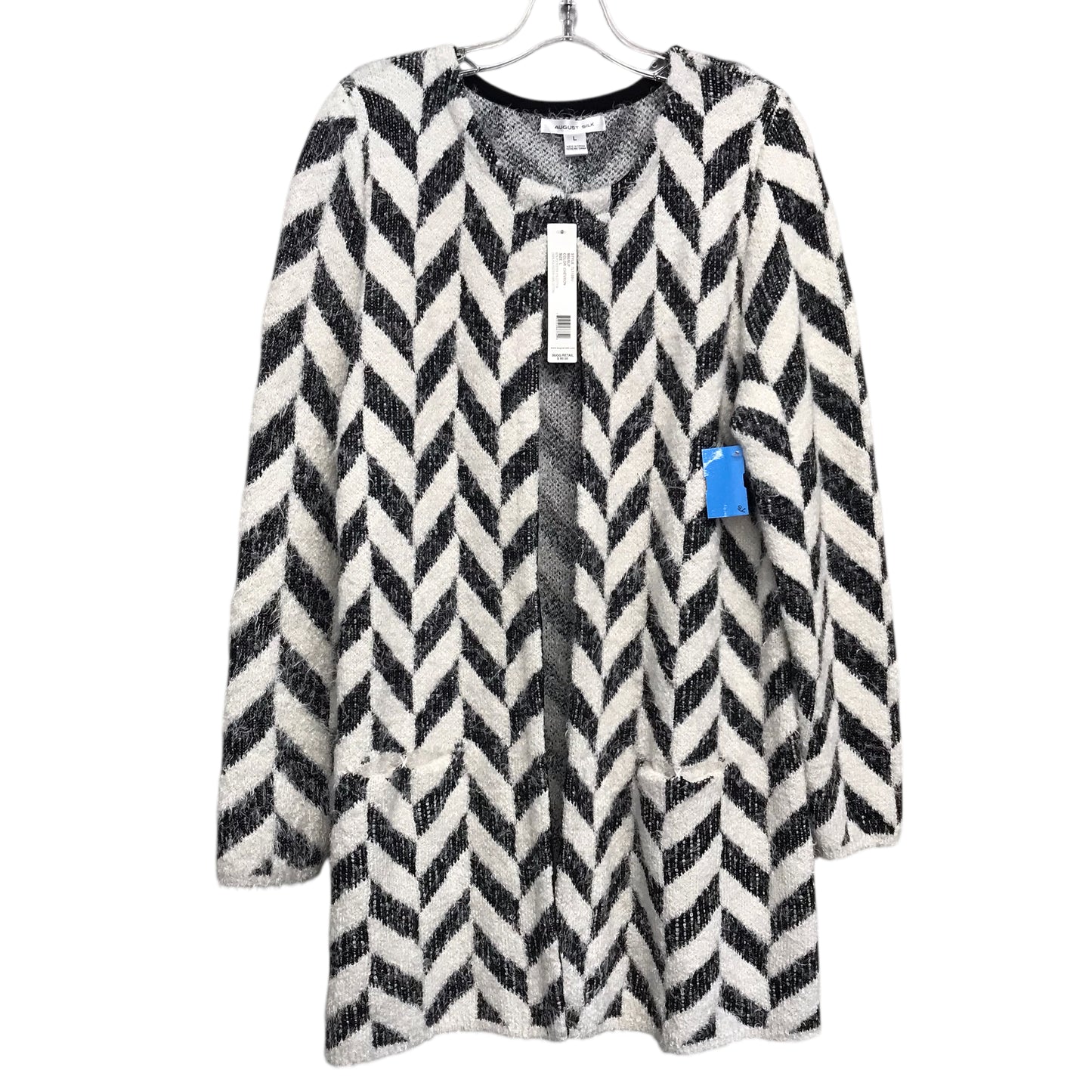 Sweater Cardigan By August Silk In Black & White, Size:L