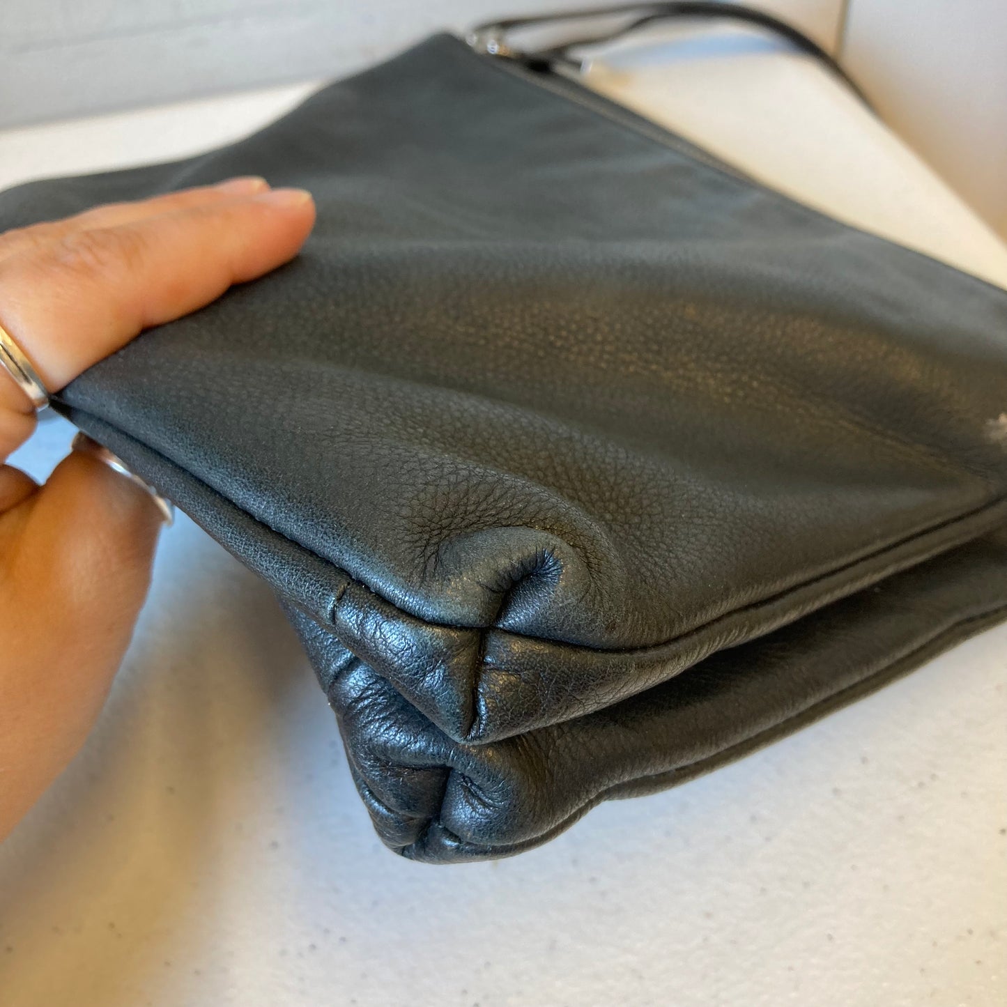 Handbag Leather By Margot In Black, Size:Medium