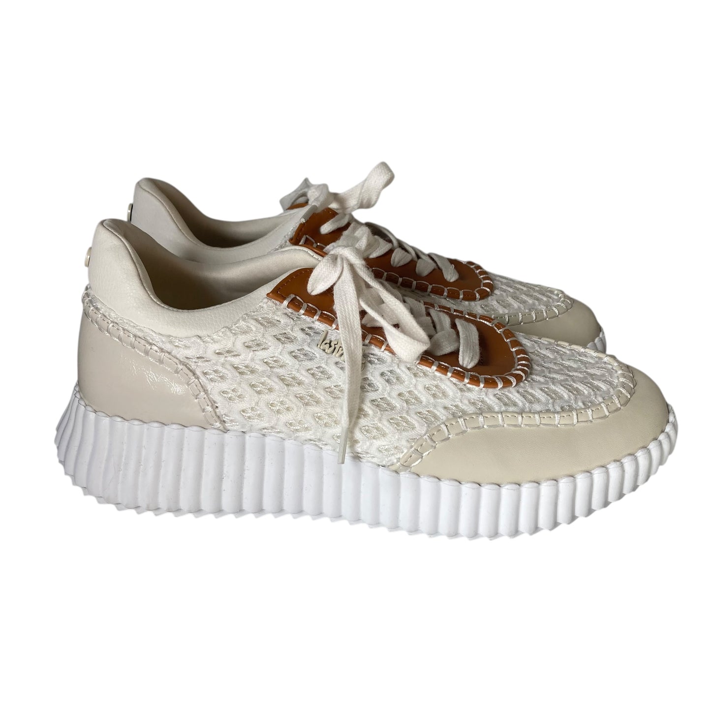 Shoes Sneakers By La Strada In Tan & White, Size:9.5