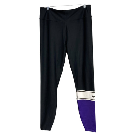 Athletic Leggings By Nike Apparel In Black & Purple, Size:Xl