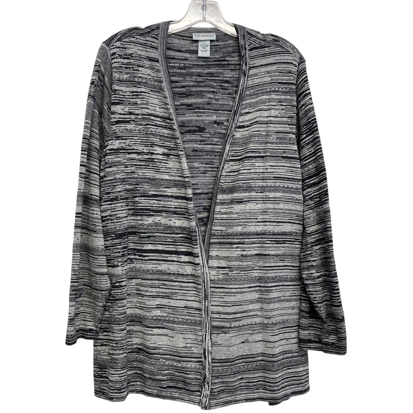 Cardigan By Catherines In Black & Grey, Size:2X