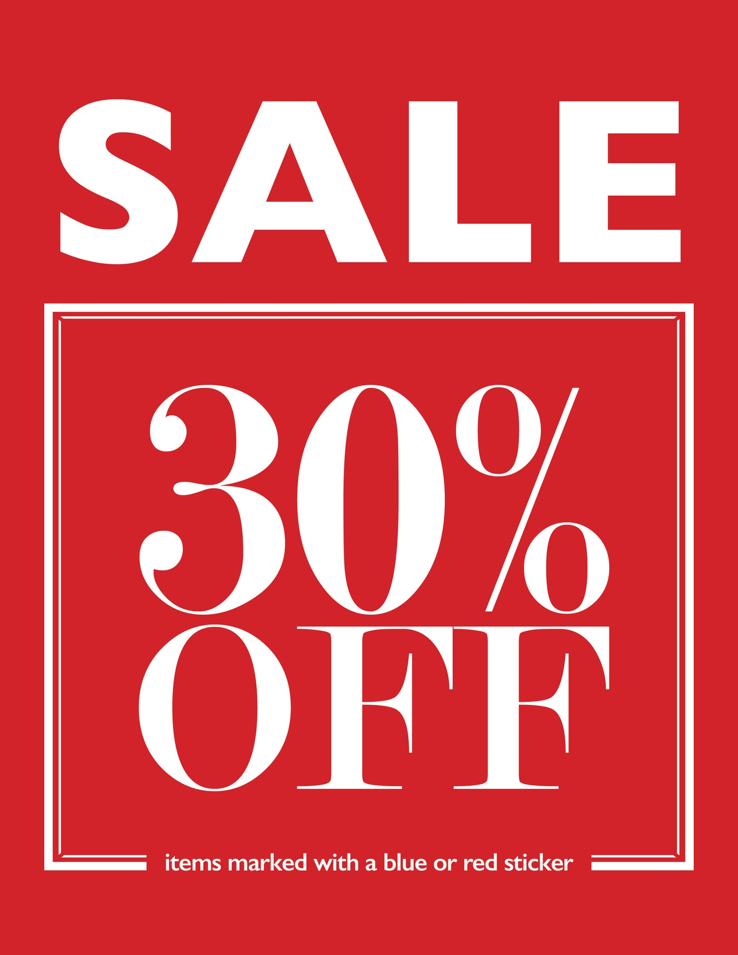 clearance 30% off