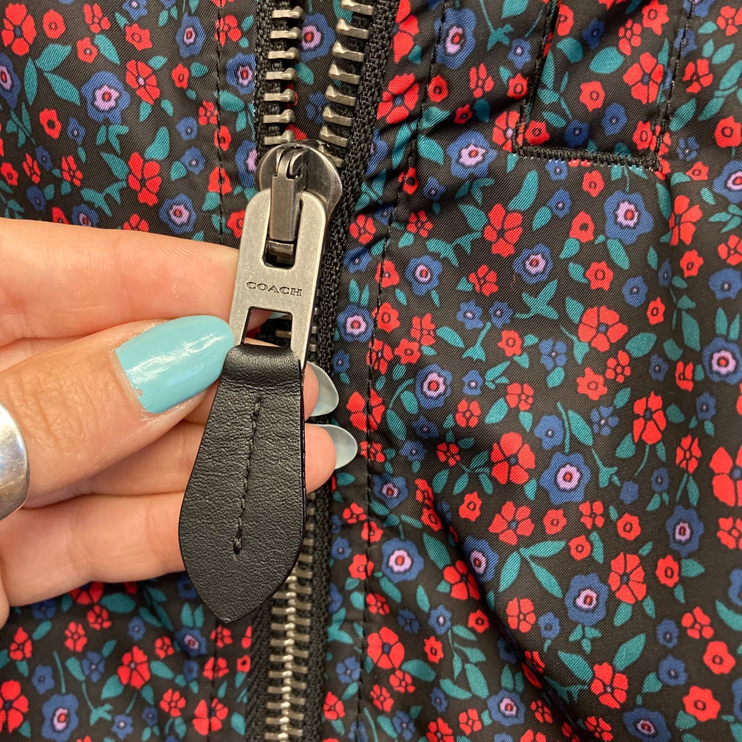 Jacket Designer By Coach In Floral Print, Size:Xs