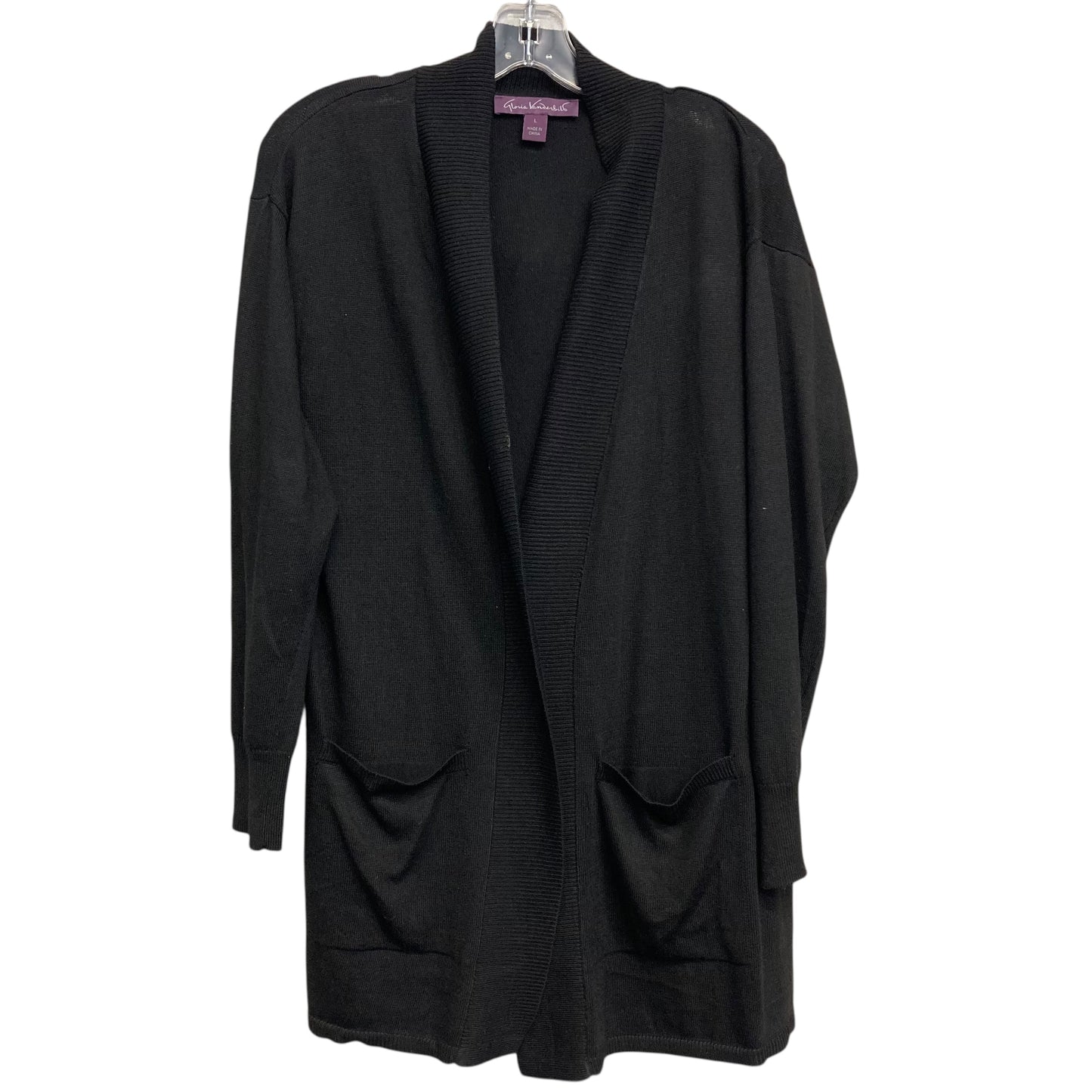 Sweater Cardigan By Gloria Vanderbilt In Black, Size:L