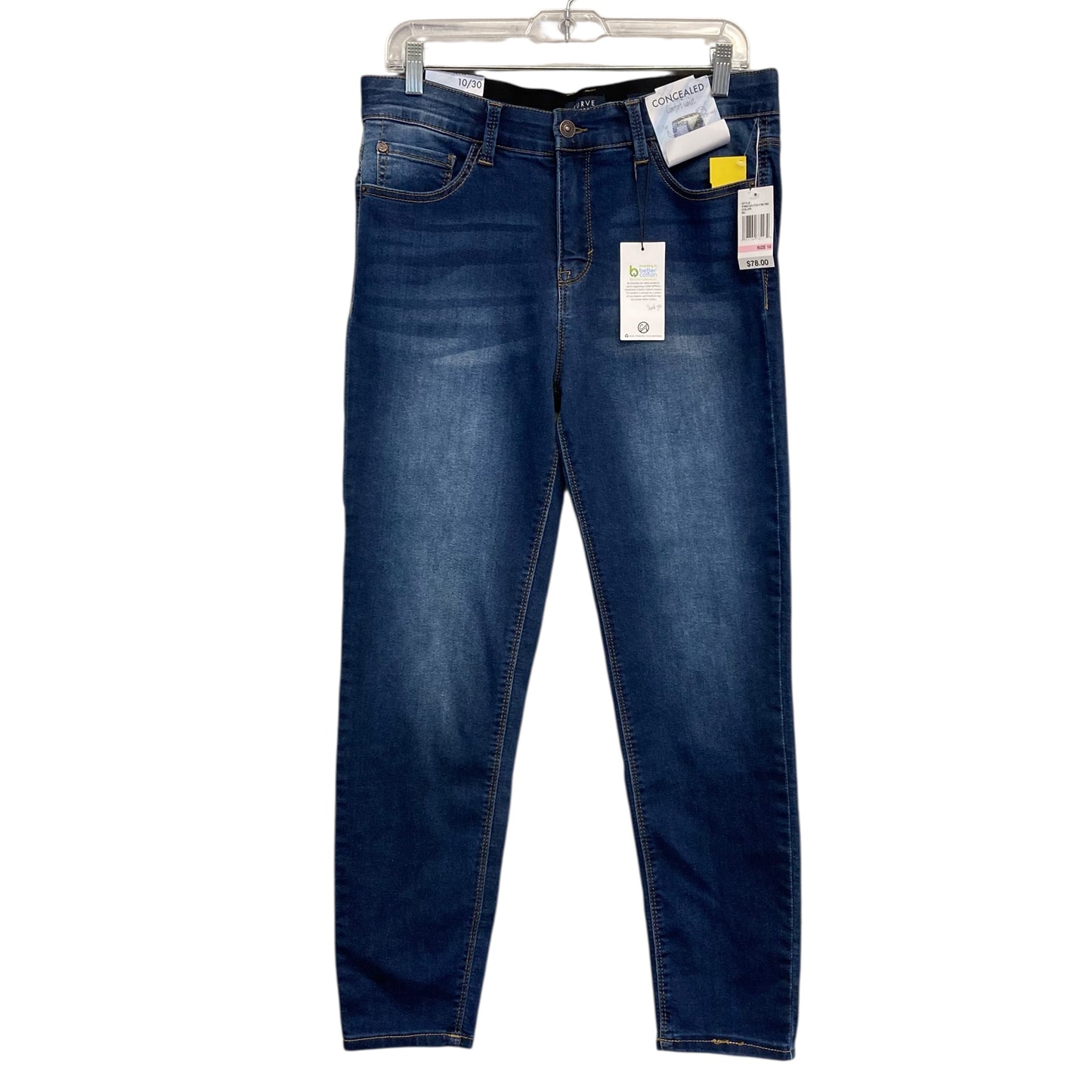 Jeans Skinny By Curve Appeal In Blue Denim, Size:10