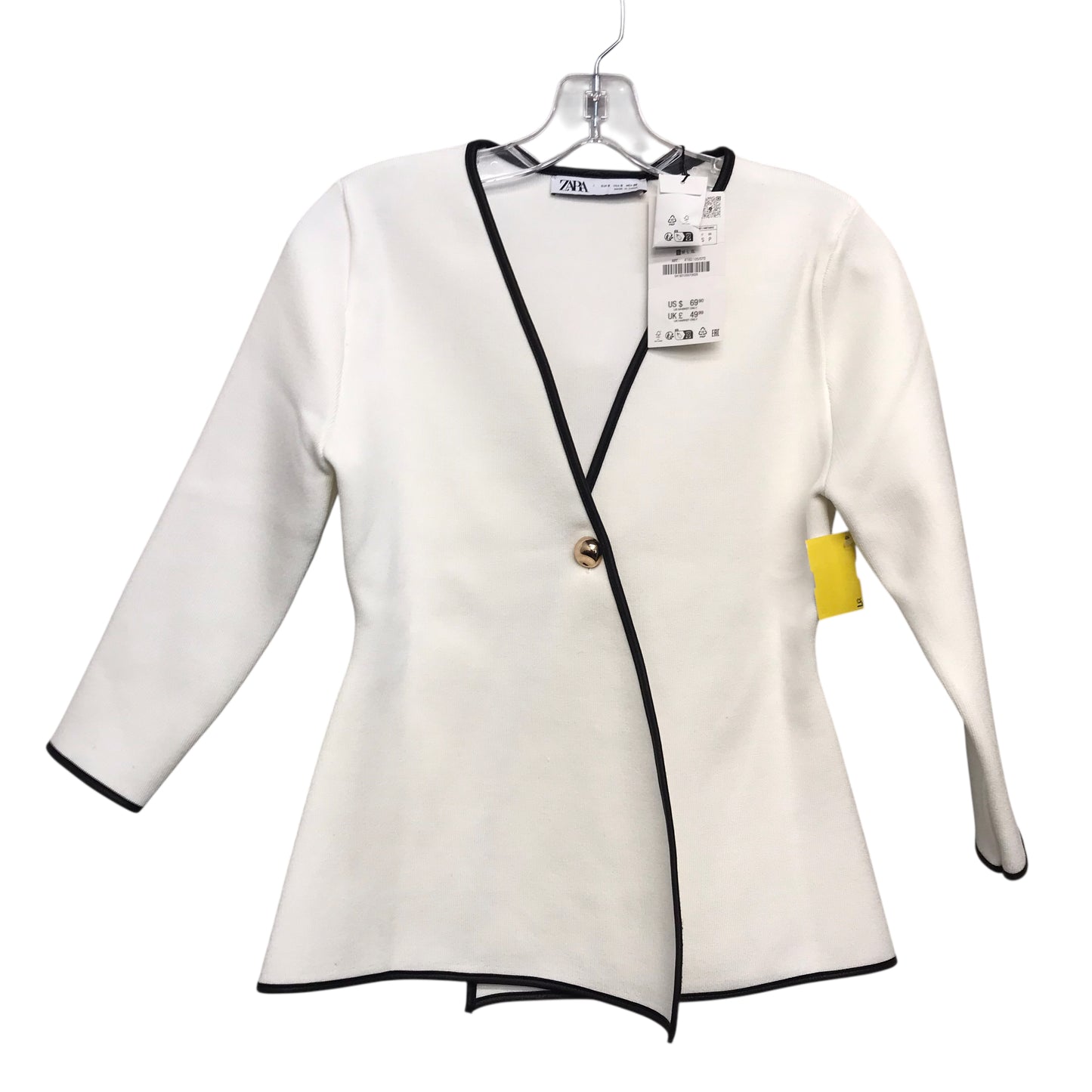 Sweater Cardigan By Zara In Cream, Size:S
