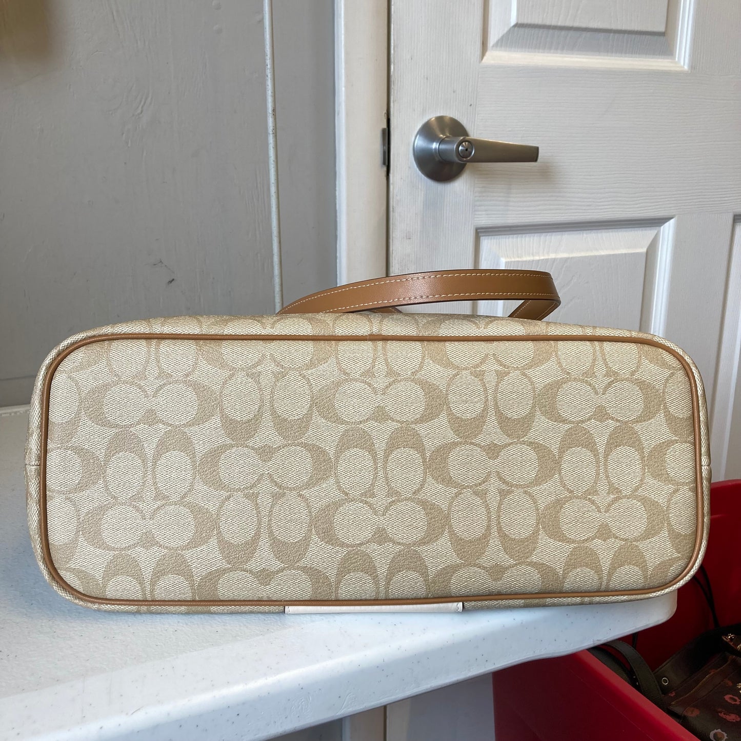 Handbag Designer By Coach In Tan, Size:Large