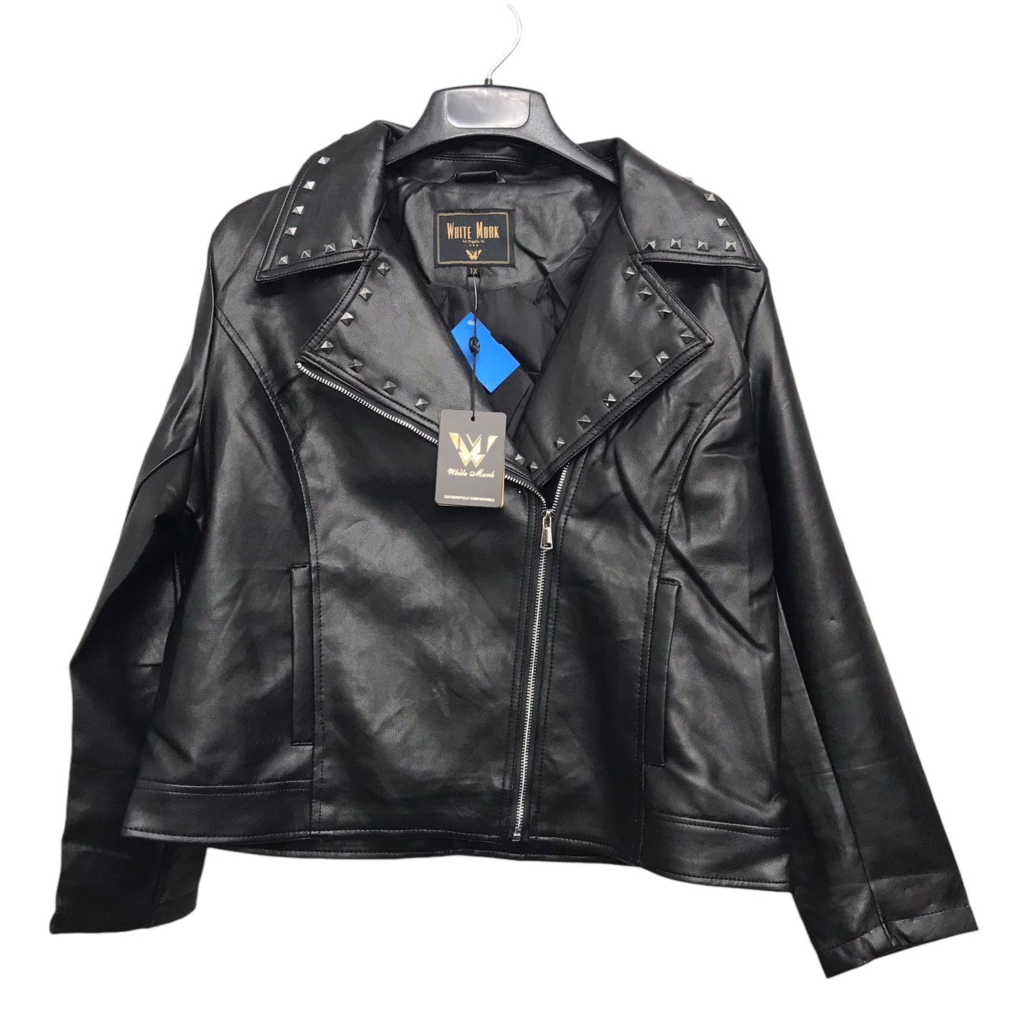 Jacket Moto By White Mark In Black, Size:1X