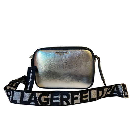 Crossbody Designer By Karl Lagerfeld In Silver, Size:Small