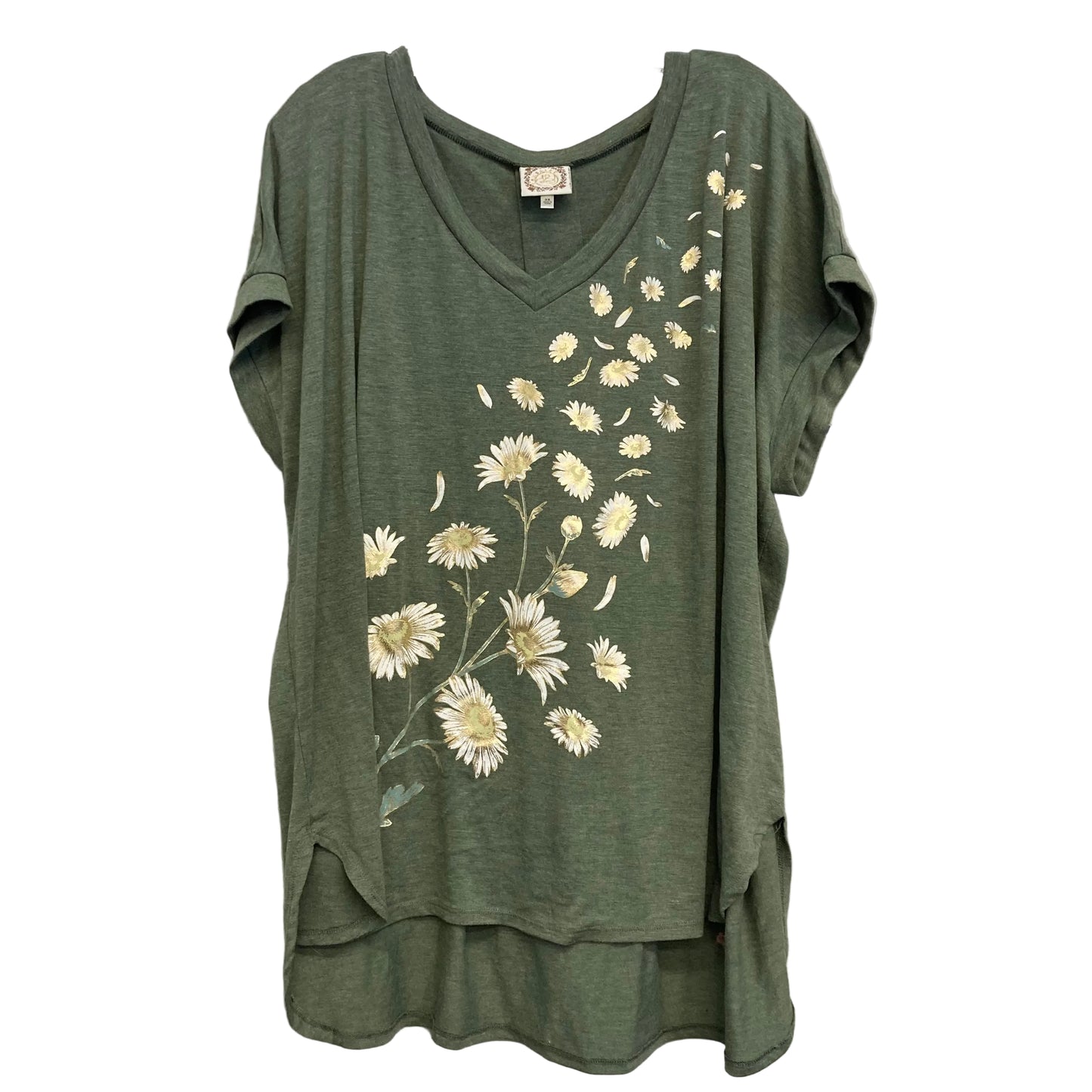 Top Sleeveless By Truself In Green & White, Size:3X