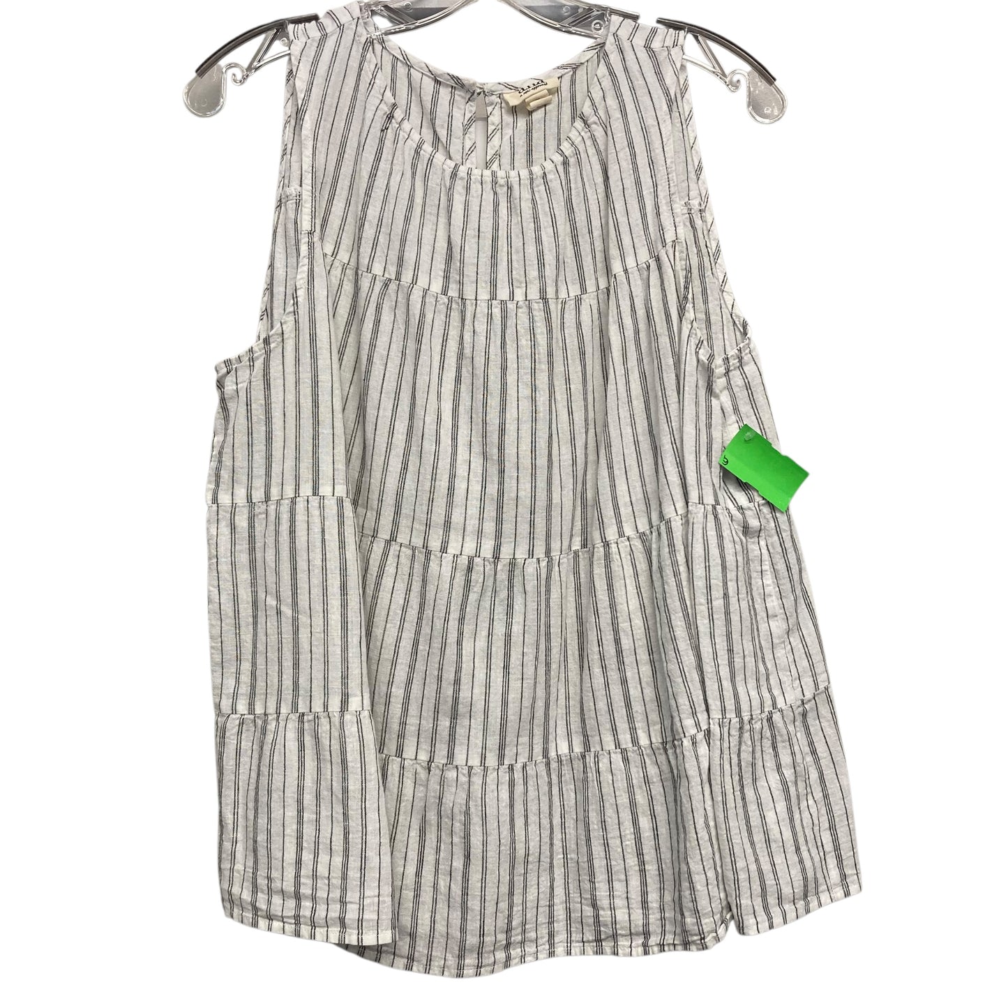 Top Sleeveless By Ana In Grey & White, Size:Xl