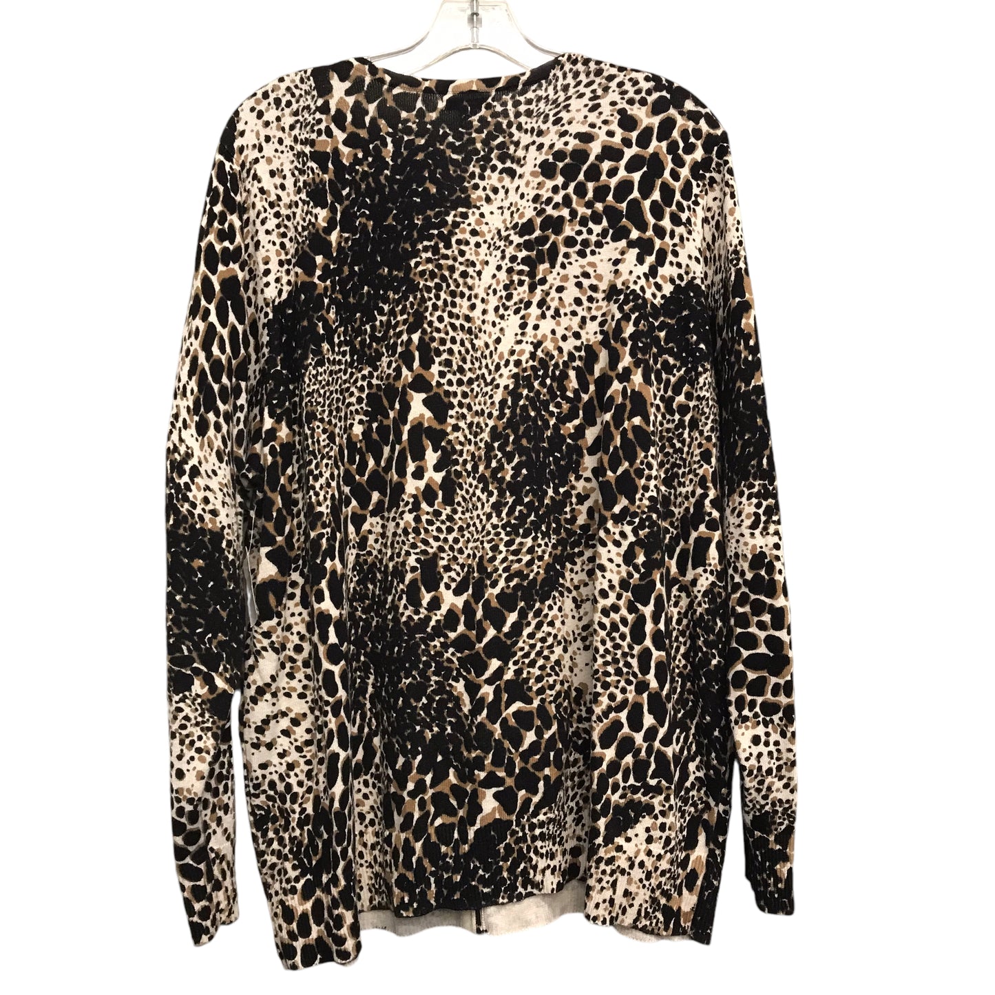 Sweater Cardigan By Croft And Barrow In Animal Print, Size:3X