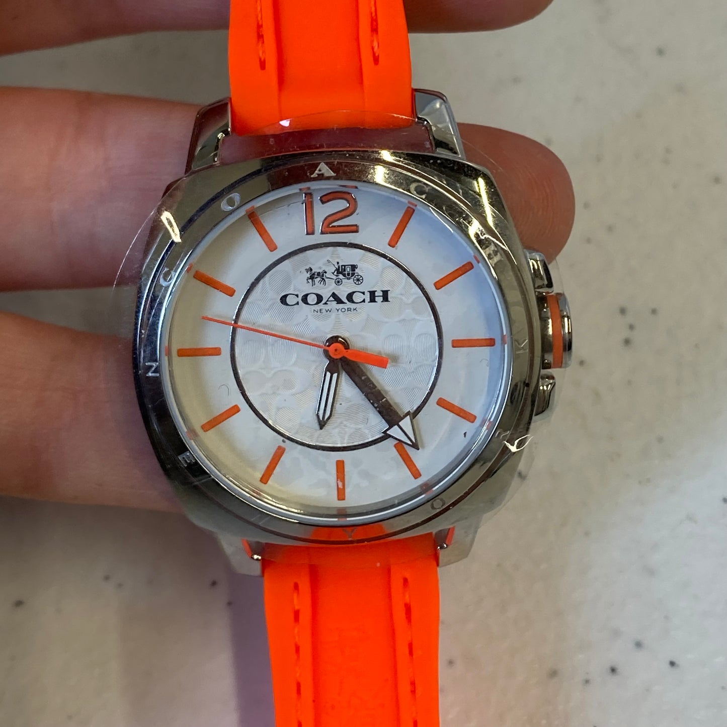 Watch Designer By Coach In Orange & Silver