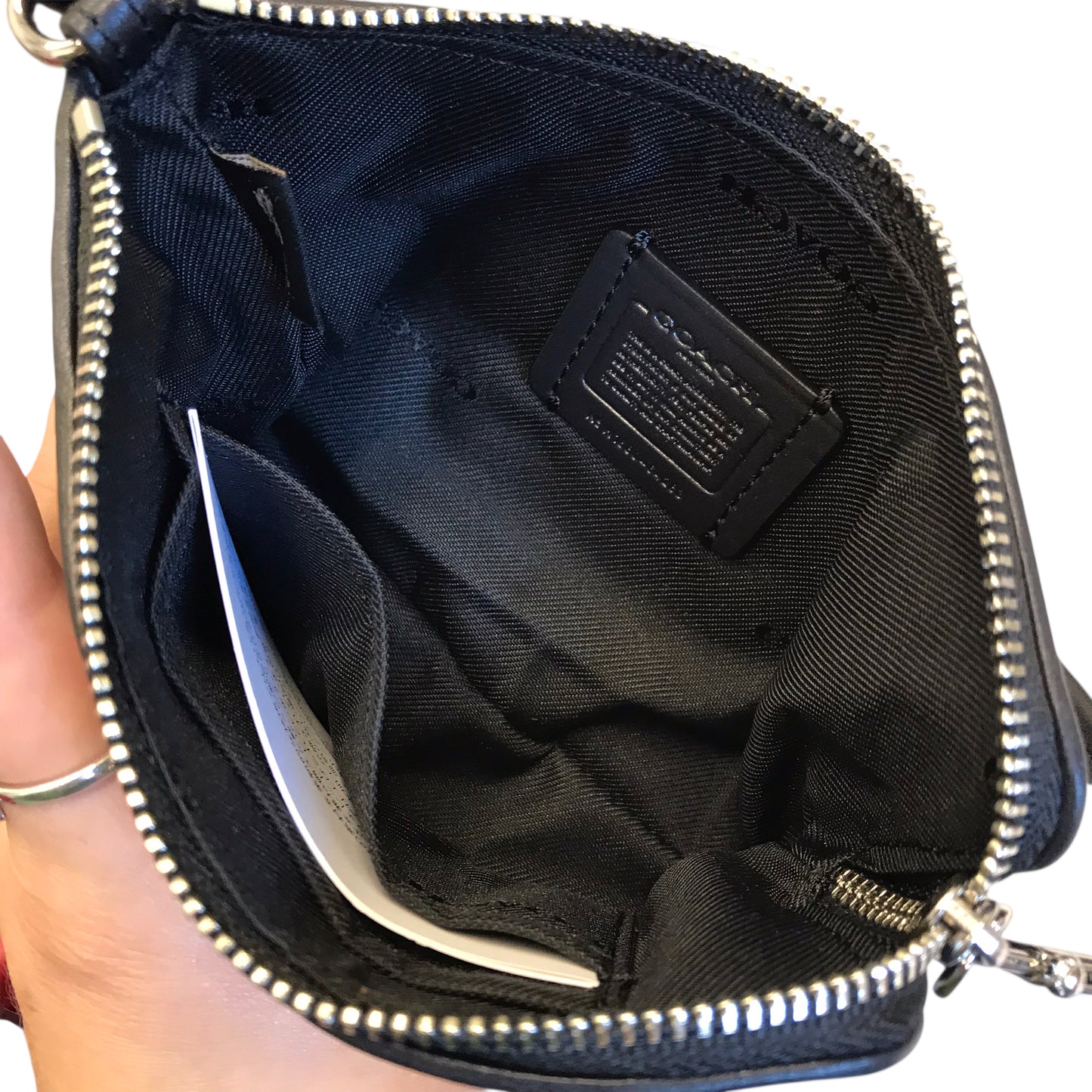 Wristlet Designer By Coach In Black & Grey, Size:Small