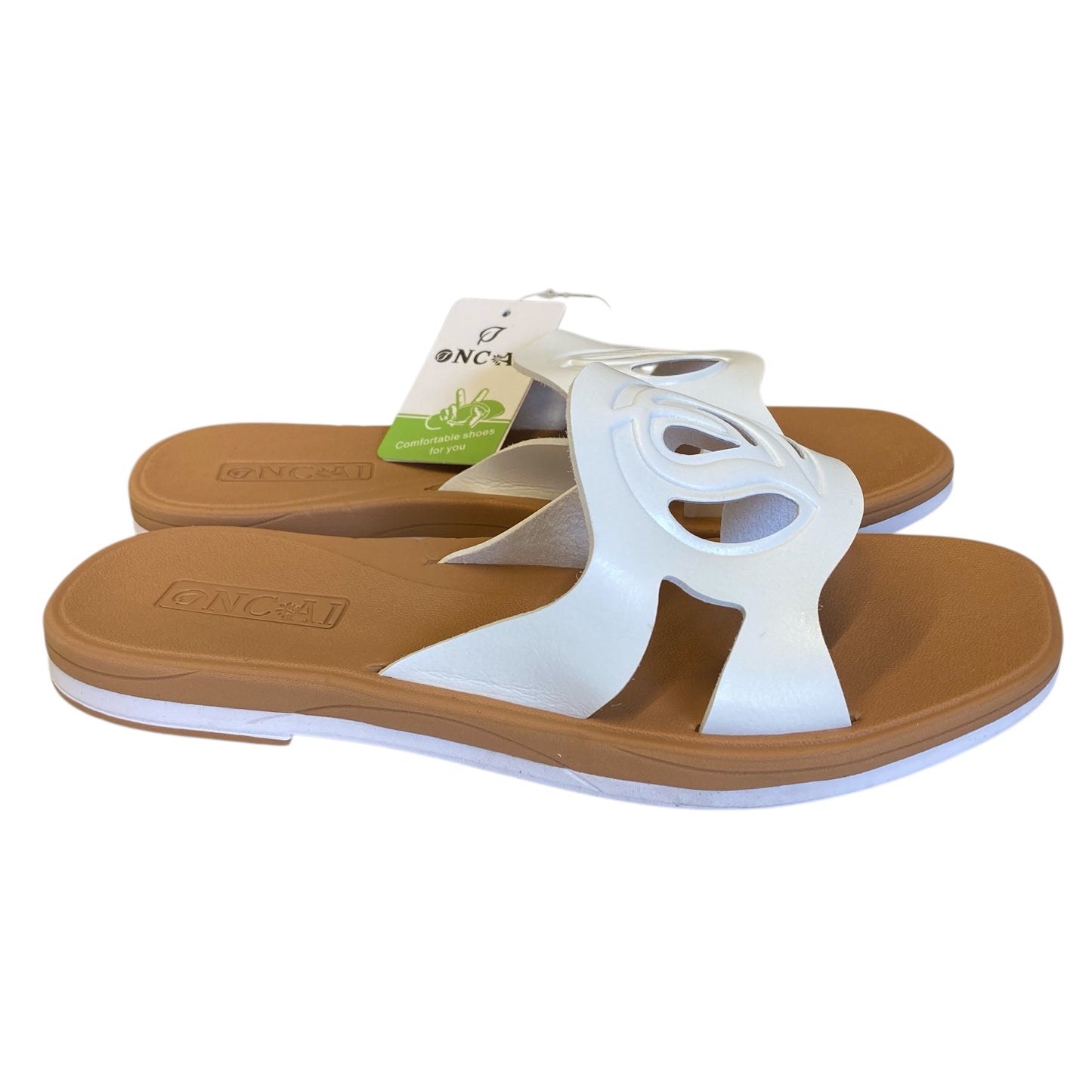Sandals Flats By Oncai In White, Size:8