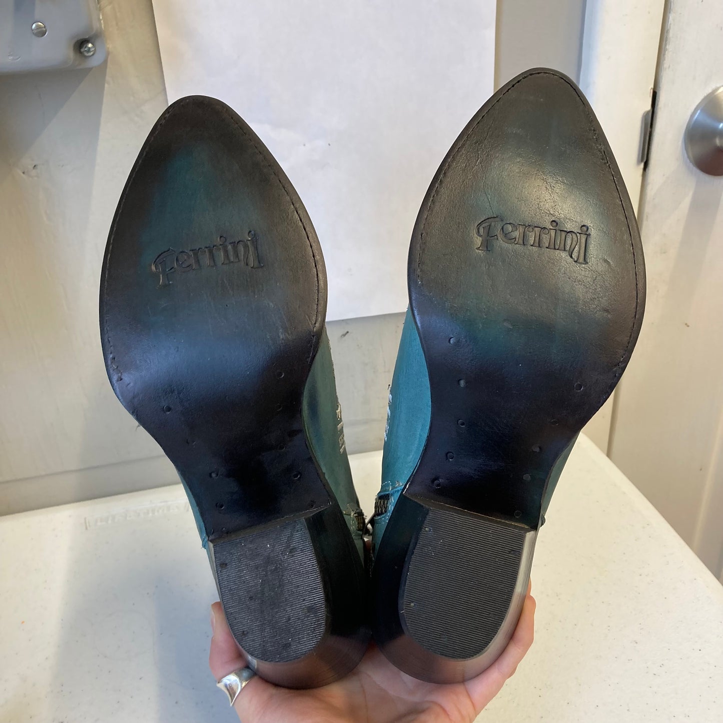 Boots Leather By Ferrini In Blue, Size:8.5