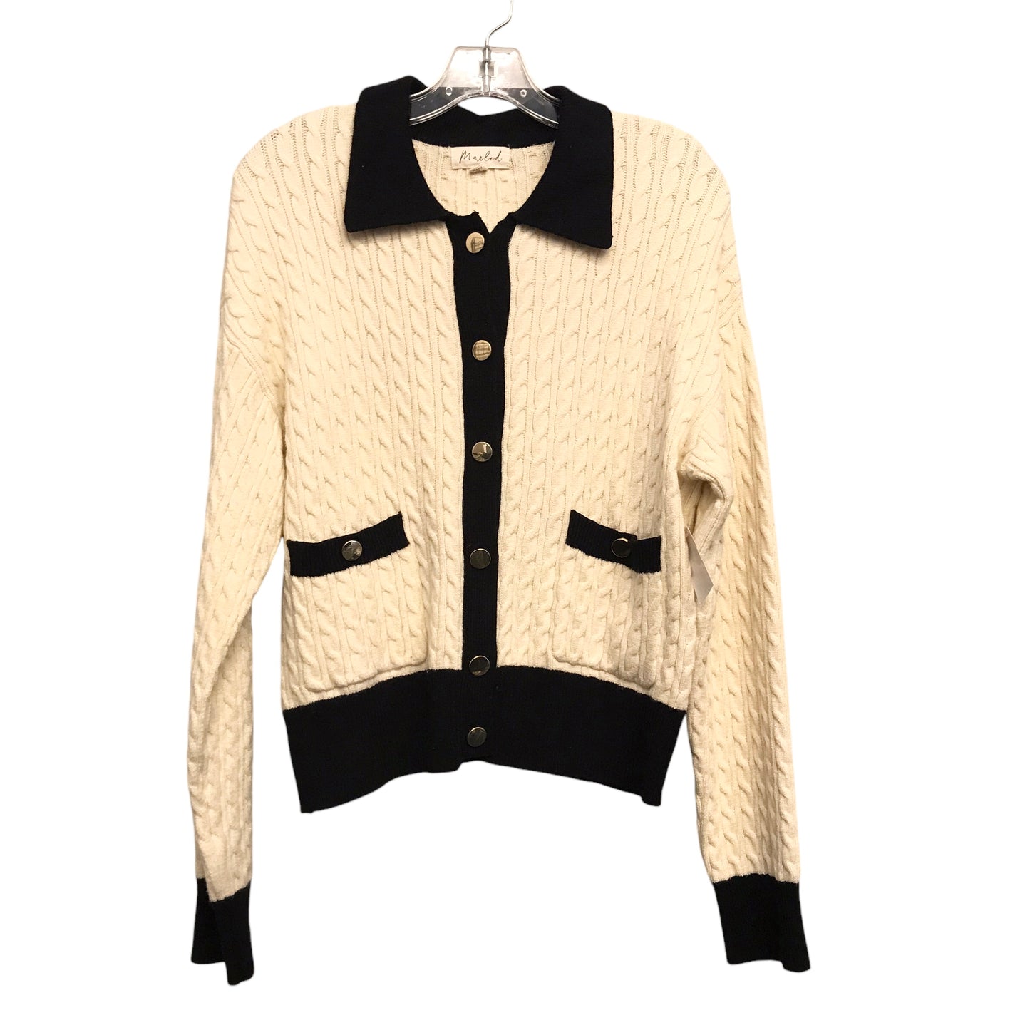 Sweater Cardigan By Marled In Black & White, Size:L