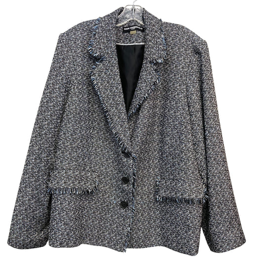 Blazer Designer By Karl Lagerfeld In Black & Blue, Size:2X