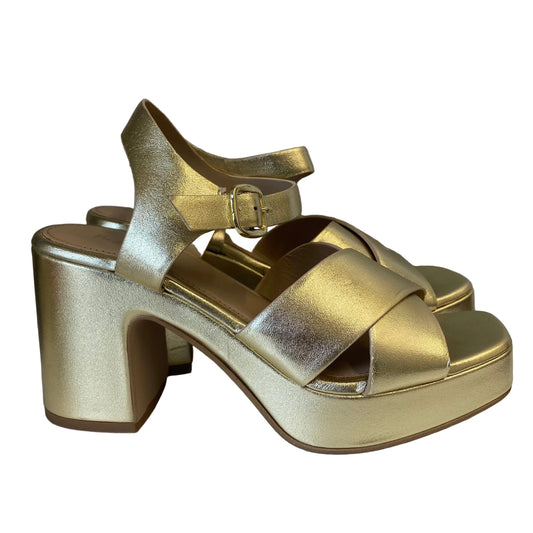 Sandals Heels Block By Seychelles In Gold, Size:9.5