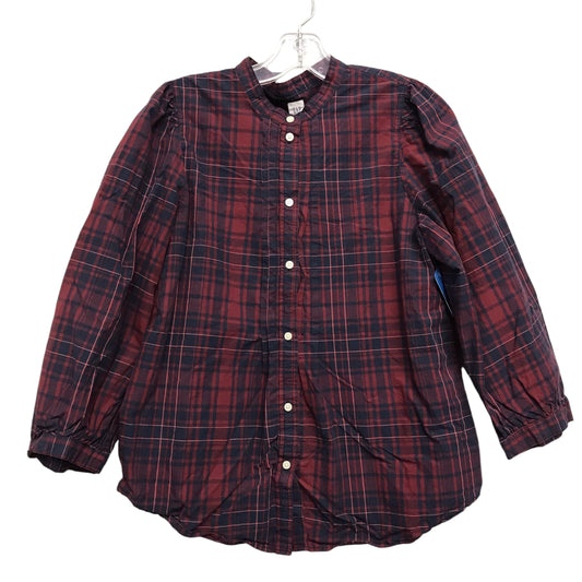 Top 3/4 Sleeve By Gap In Plaid Pattern, Size:M