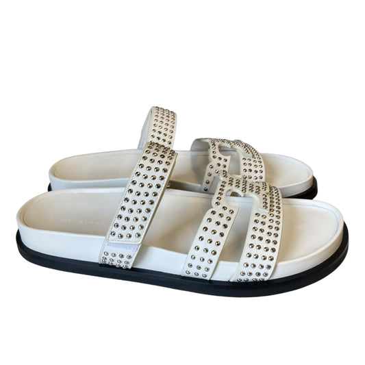Sandals Designer By Tory Burch In Silver & White, Size:10