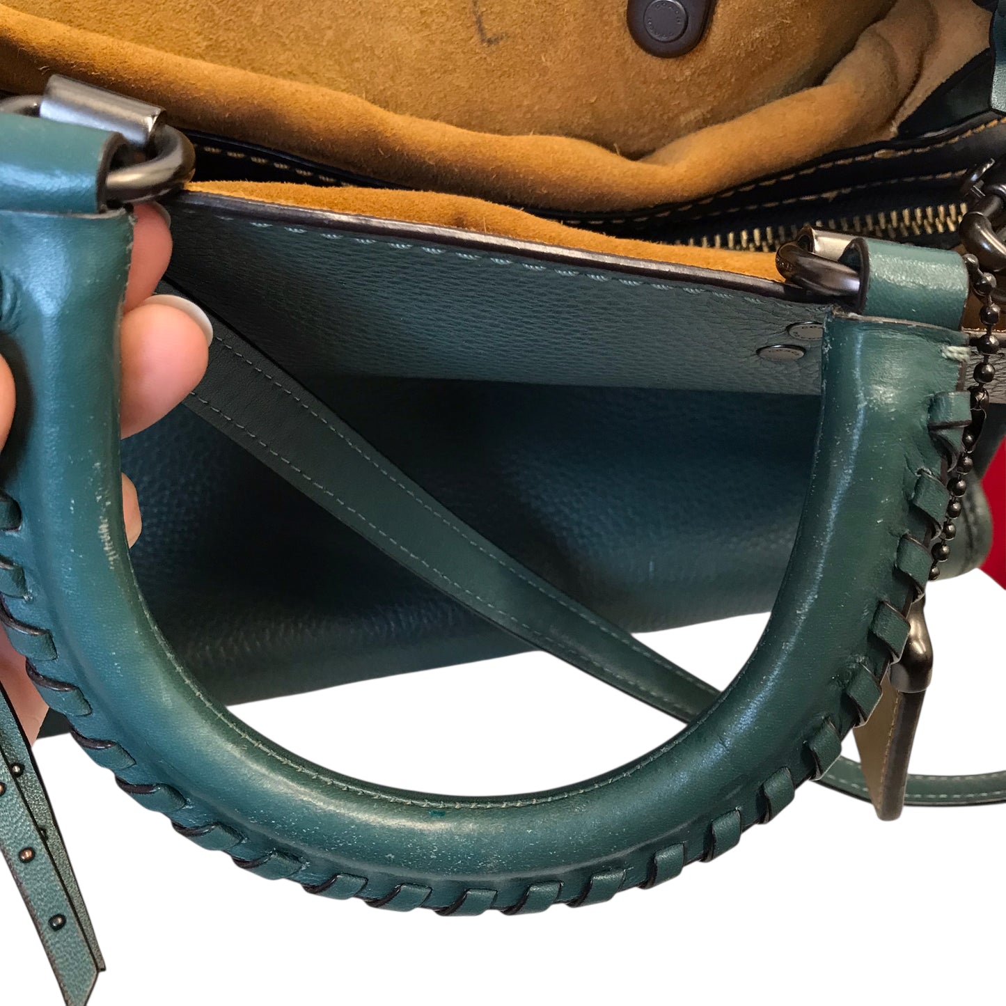 Handbag Designer By Coach In Green, Size:Large