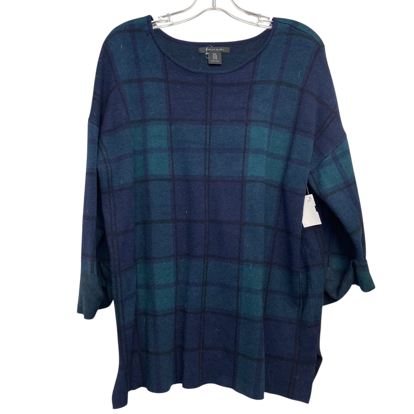 Top Ls By Tahari By Arthur Levine In Blue & Green, Size:1X