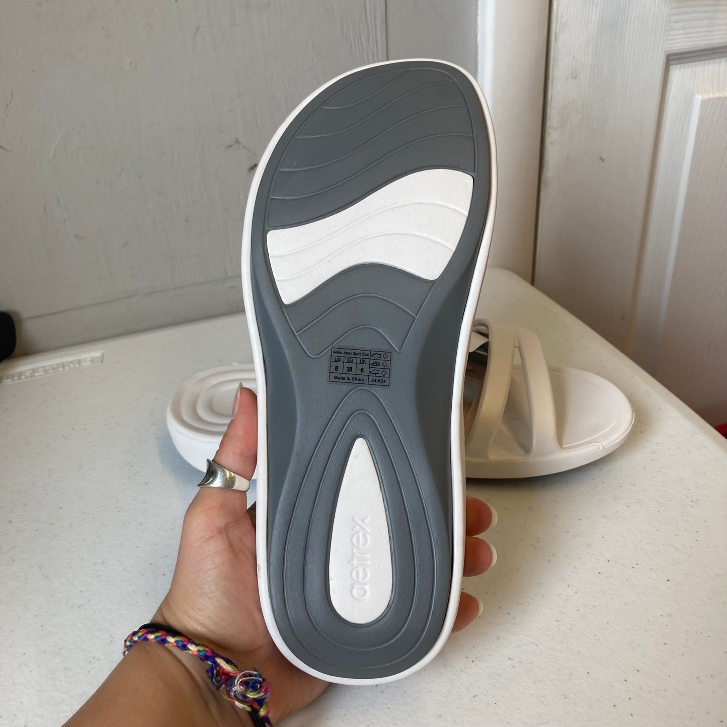 Sandals Flats By Aetrex In White, Size:8