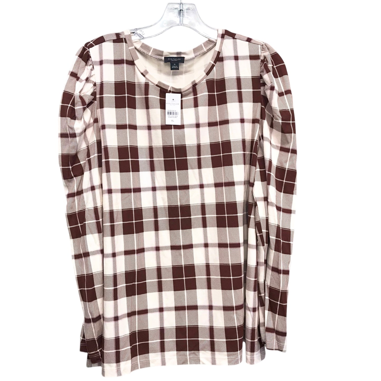 Top Ls By Ann Taylor In Checkered Pattern, Size:Xl