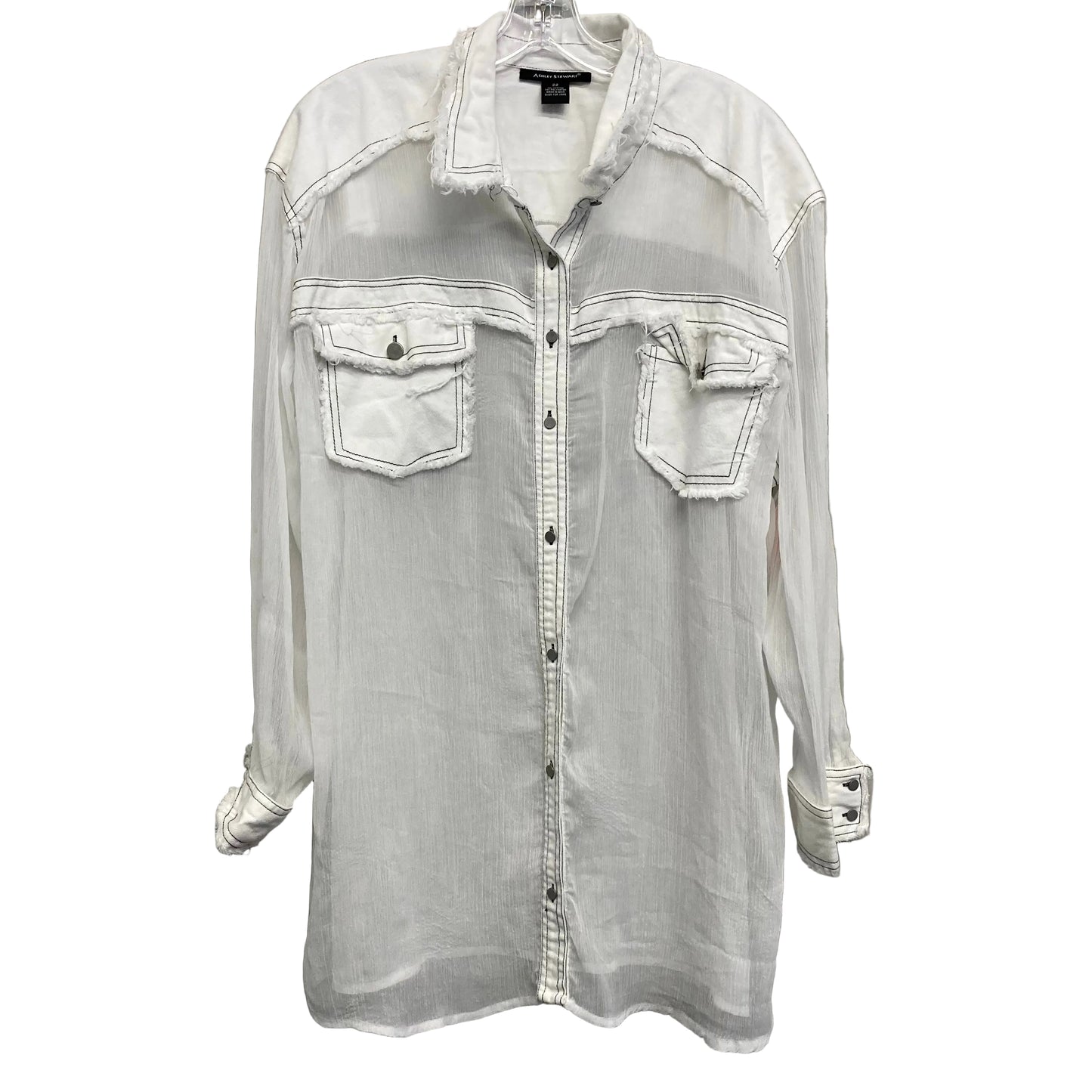 Top Ls By Ashley Stewart In White, Size:2X