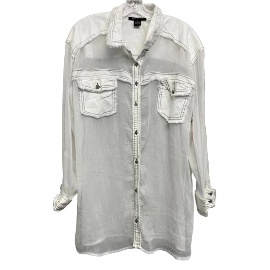 Top Ls By Ashley Stewart In White, Size:2X