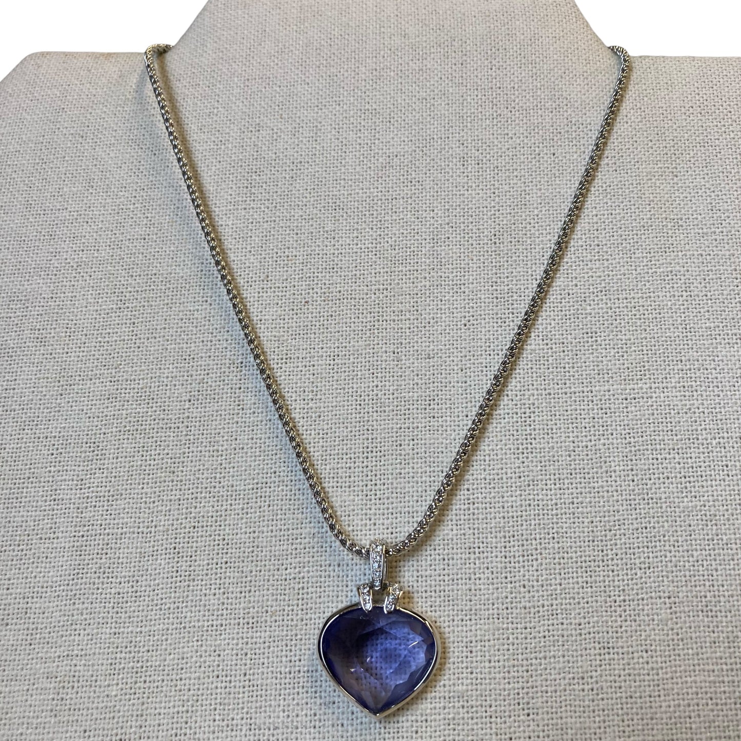 Necklace Designer By Swarovski In Purple & Silver