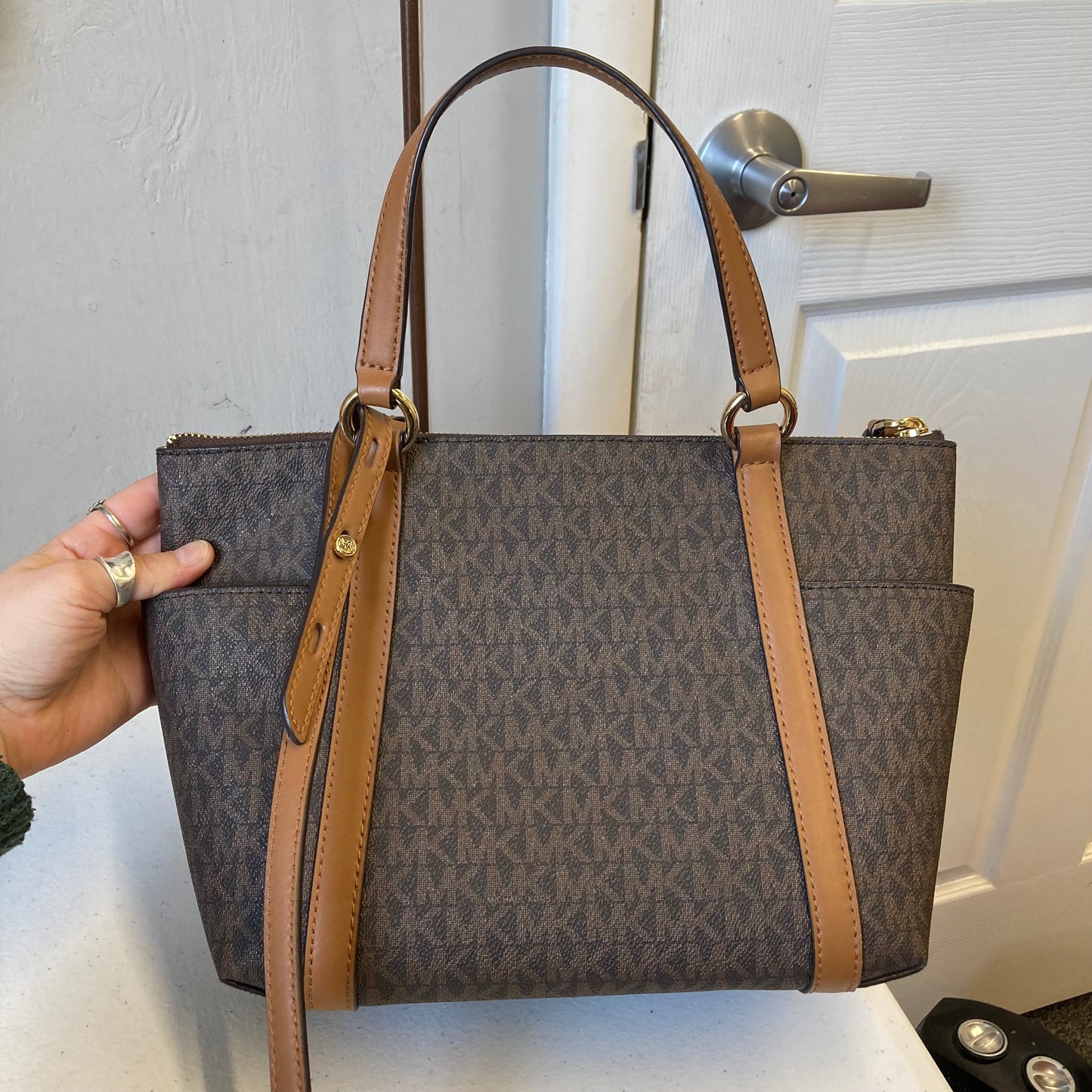 Crossbody Designer By Michael Kors In Brown, Size:Medium