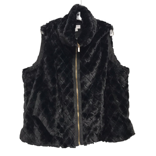 Vest Faux Fur & Sherpa By Carmen By Carmen Marc Valvo In Black, Size:2X