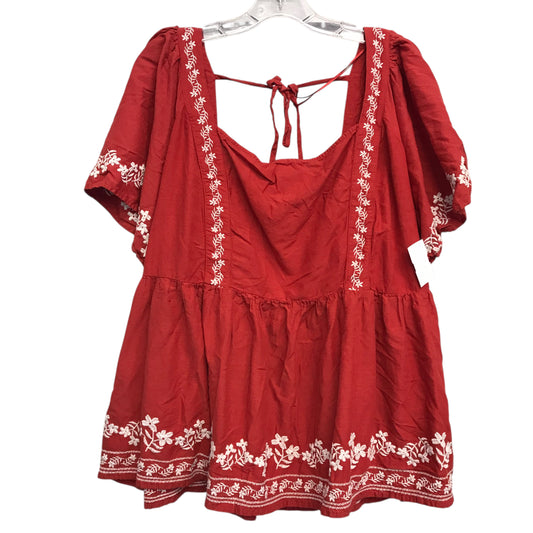 Top Sleeveless By Old Navy In Red & White, Size:4X