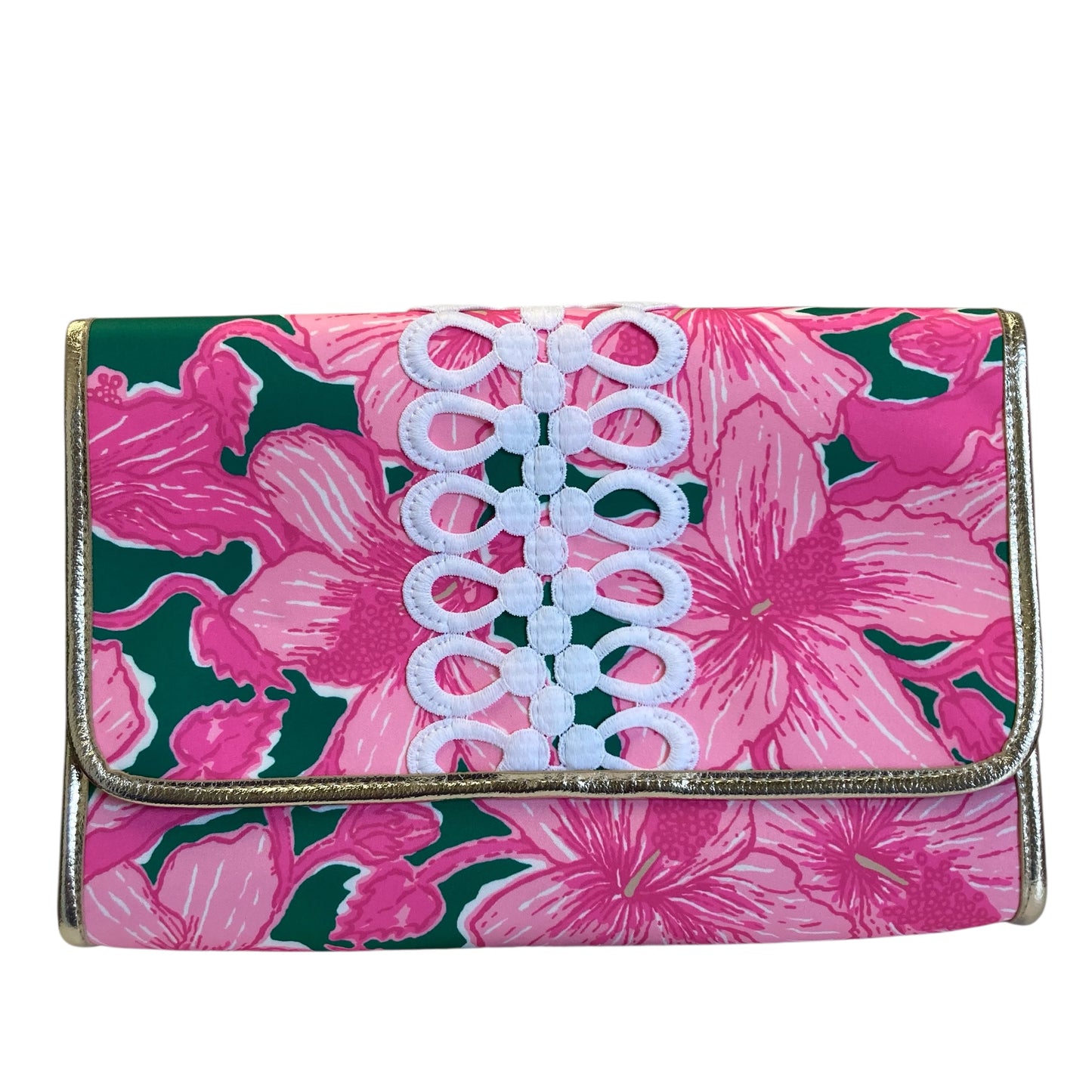 Clutch Designer By Lilly Pulitzer In Green & Pink, Size:Large