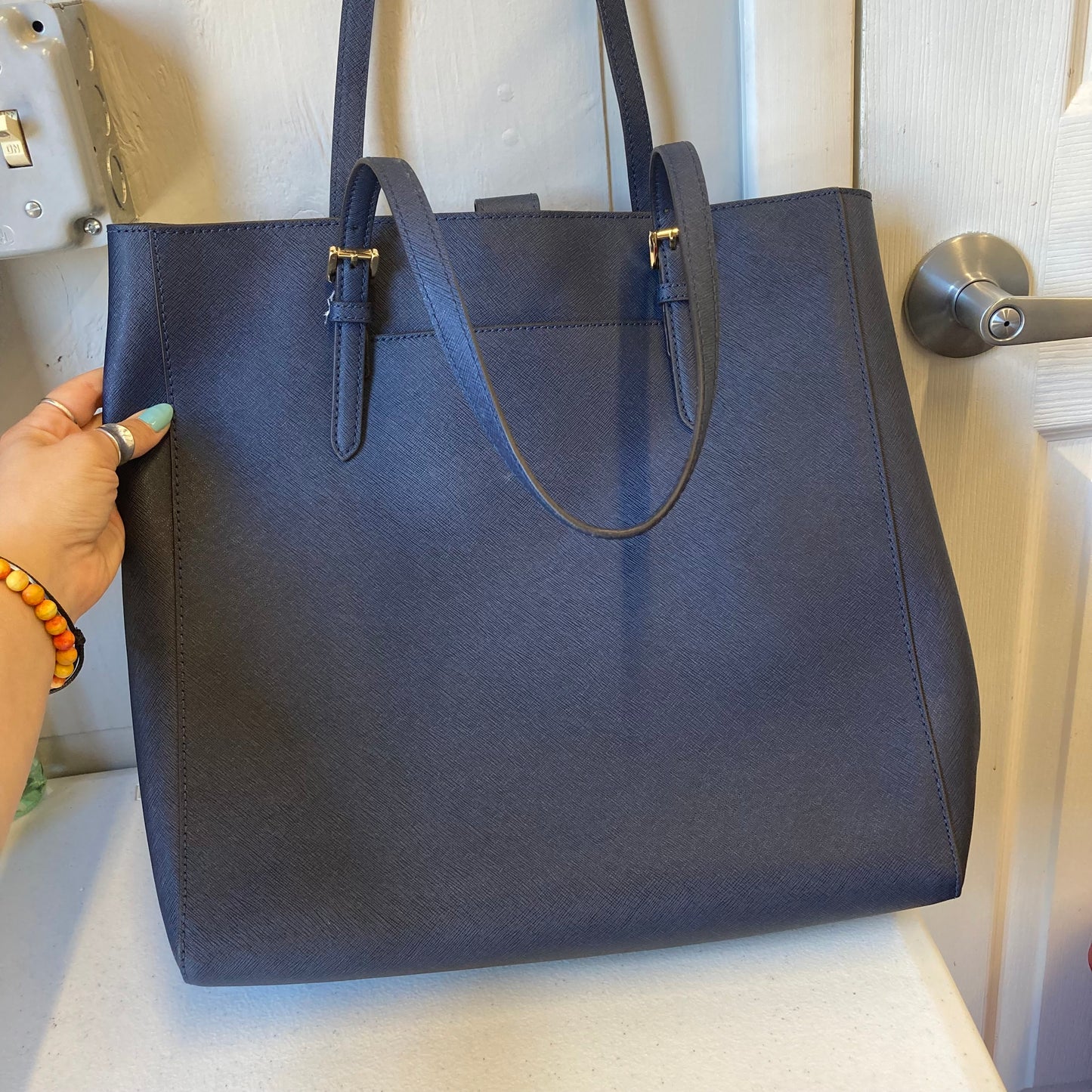 Tote Designer By Michael Kors In Blue, Size:Large