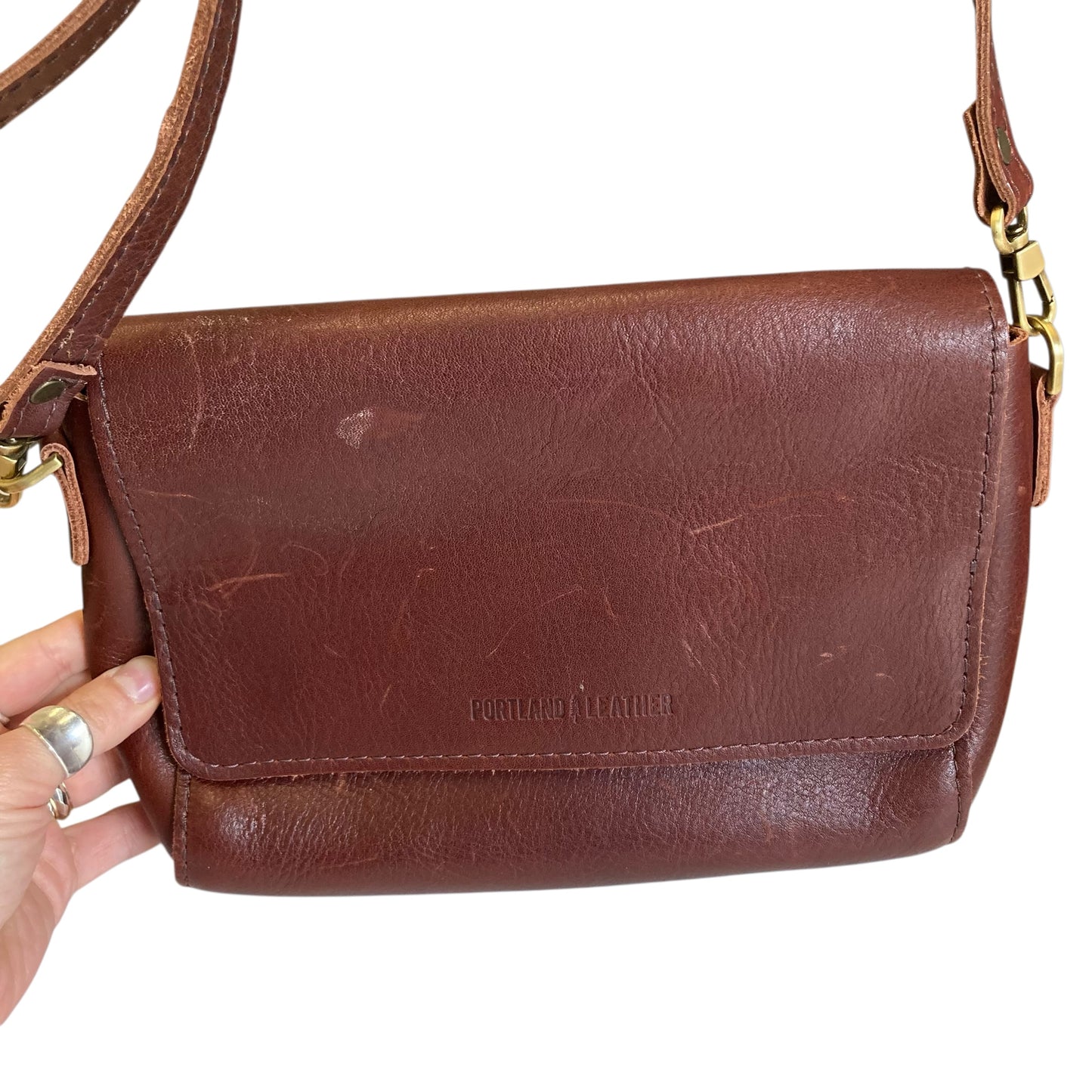 Crossbody Leather By Portland Leather In Brown, Size:Small